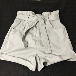 GARAGE Light Grey Green Elastic High Waisted Shorts Small